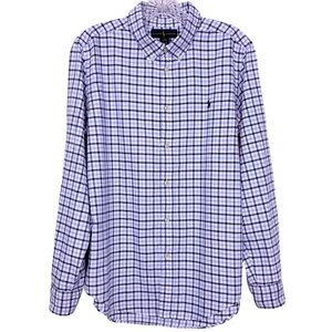 Polo Ralph Lauren Big Boy Long Sleeve Checked Plaid Blue Shirt Size XL 18